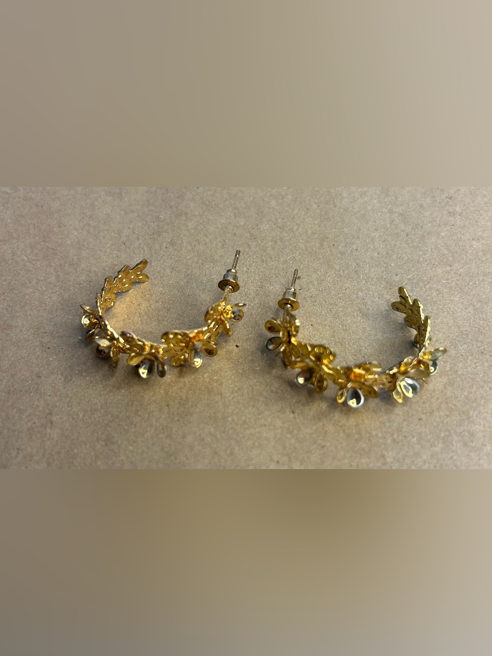 Secret Forest Gold Toned Flower Hoops